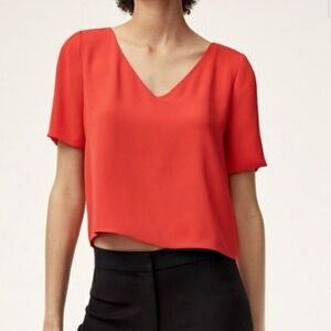 Aritzia Babaton Blood Orange Randy Blouse - Size Small